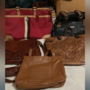 Lot of 5 purses/handbags, coach travel bag, B.Amici purse